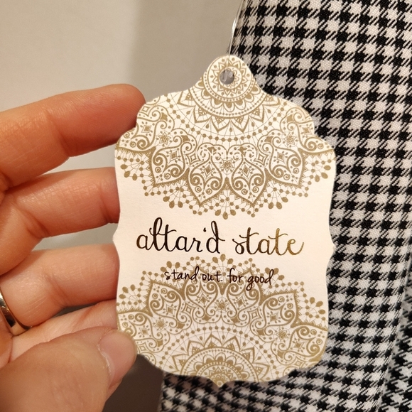 Altr'd State NWT Black & White Houndstooth Check Pleated Mini Skirt Sz L Preppy - Picture 2 of 6